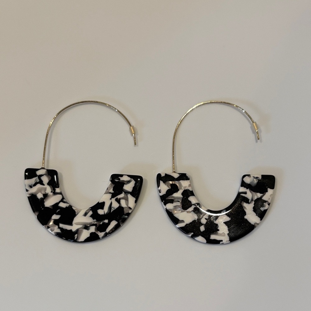 BaubleBar Black and White Hoop Earrings